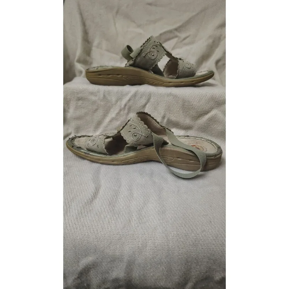 Earth Spirit Women's Size 7 Gelron Cushion Sage Green Comfort Slide Sandals